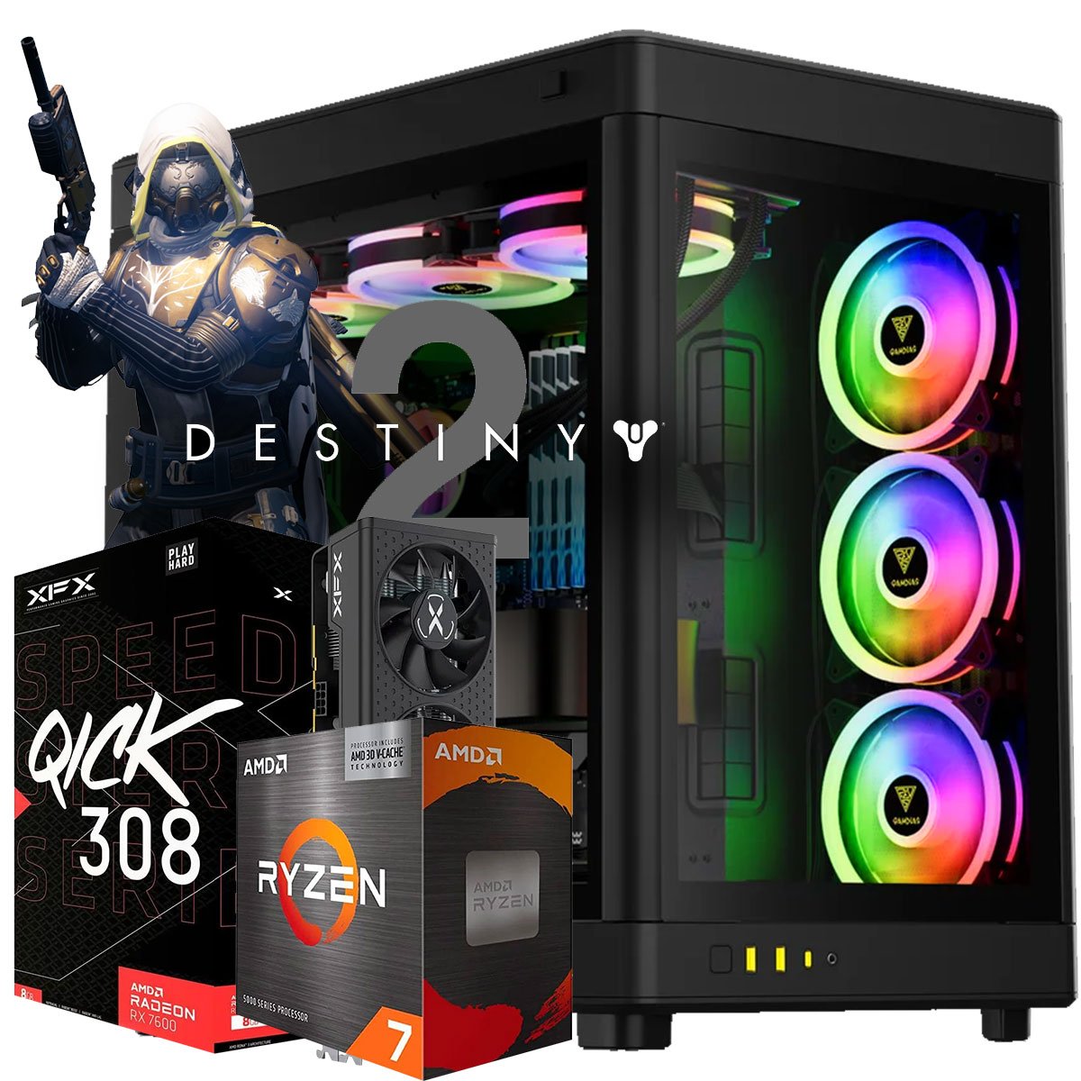 PC Gamer para Destiny 2, Ryzen 7 5700, Rx 7600, Ram DDR5, SSD Nvme, W11 ...