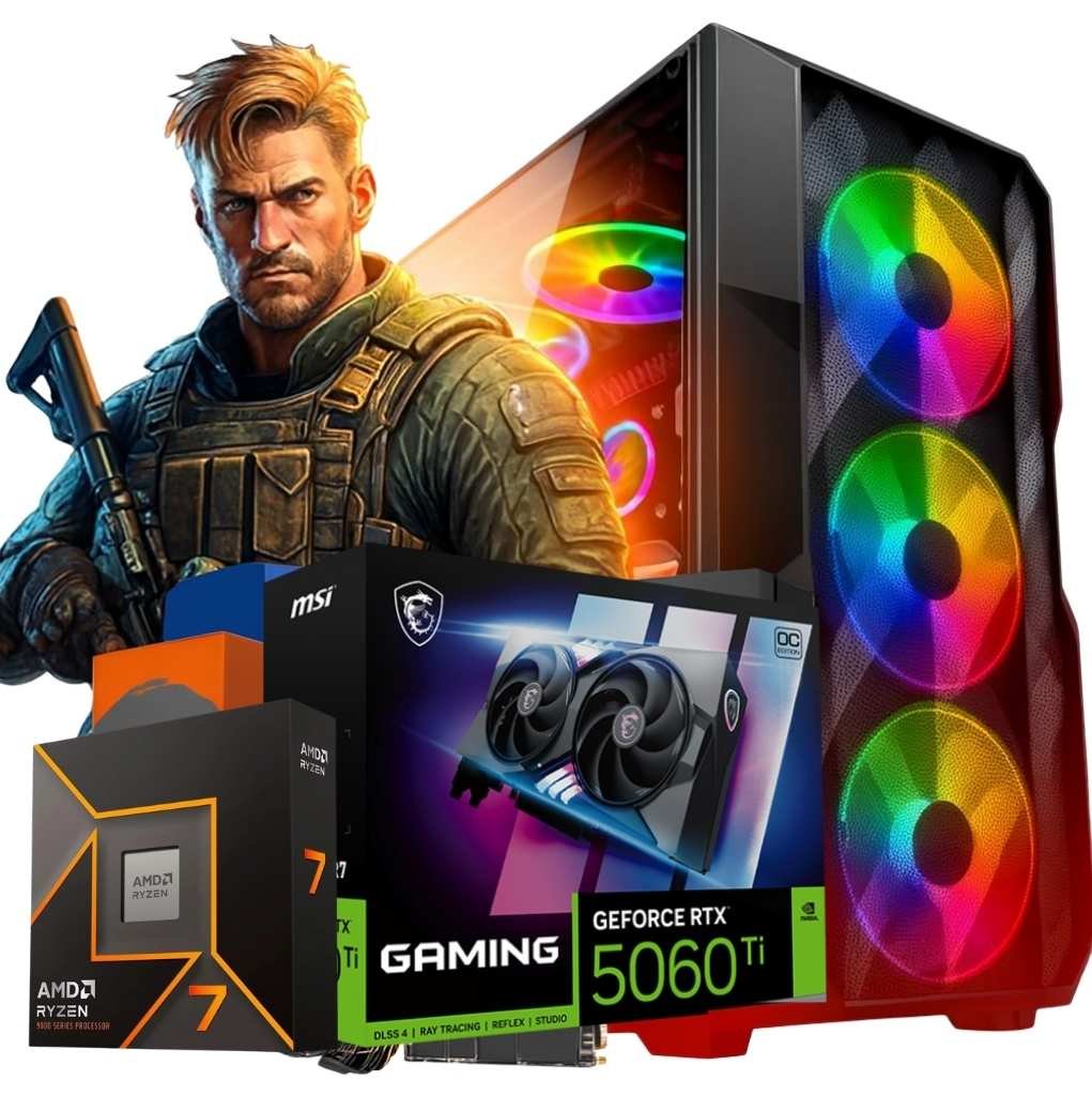 PC Gamer Ryzen 7 9700x, Rtx 5060ti 8Gb, Ram DDR5, SSD Nvme M.2