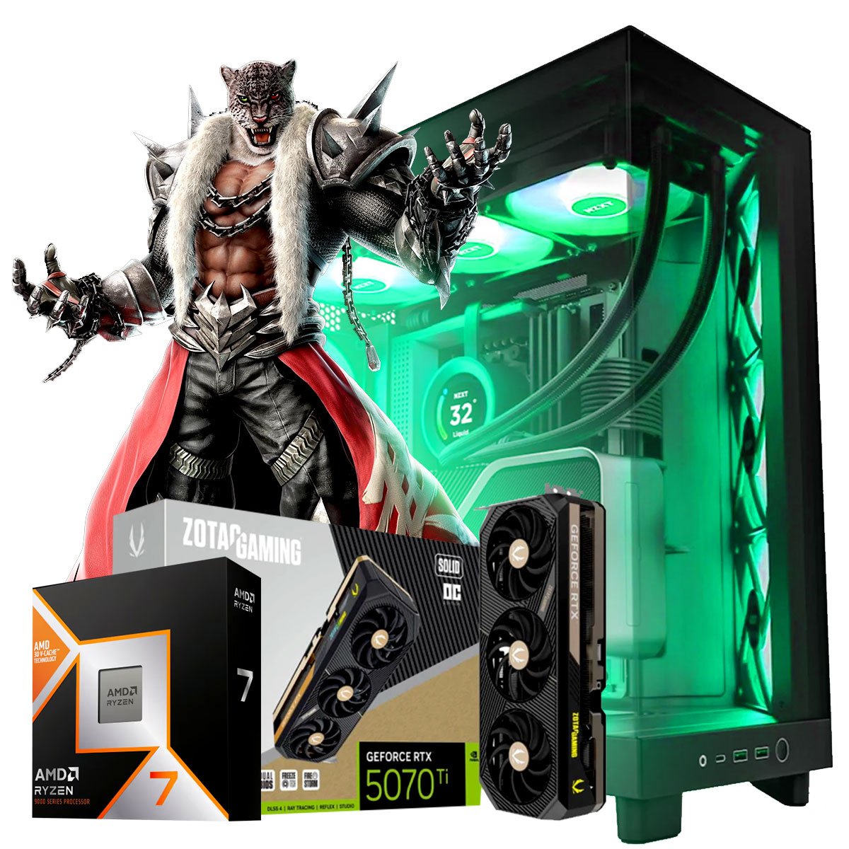 PC Gamer Ryzen 7 9800X3D, RTX 5070 Ti 16GB, DDR5, SSD NVMe M.2