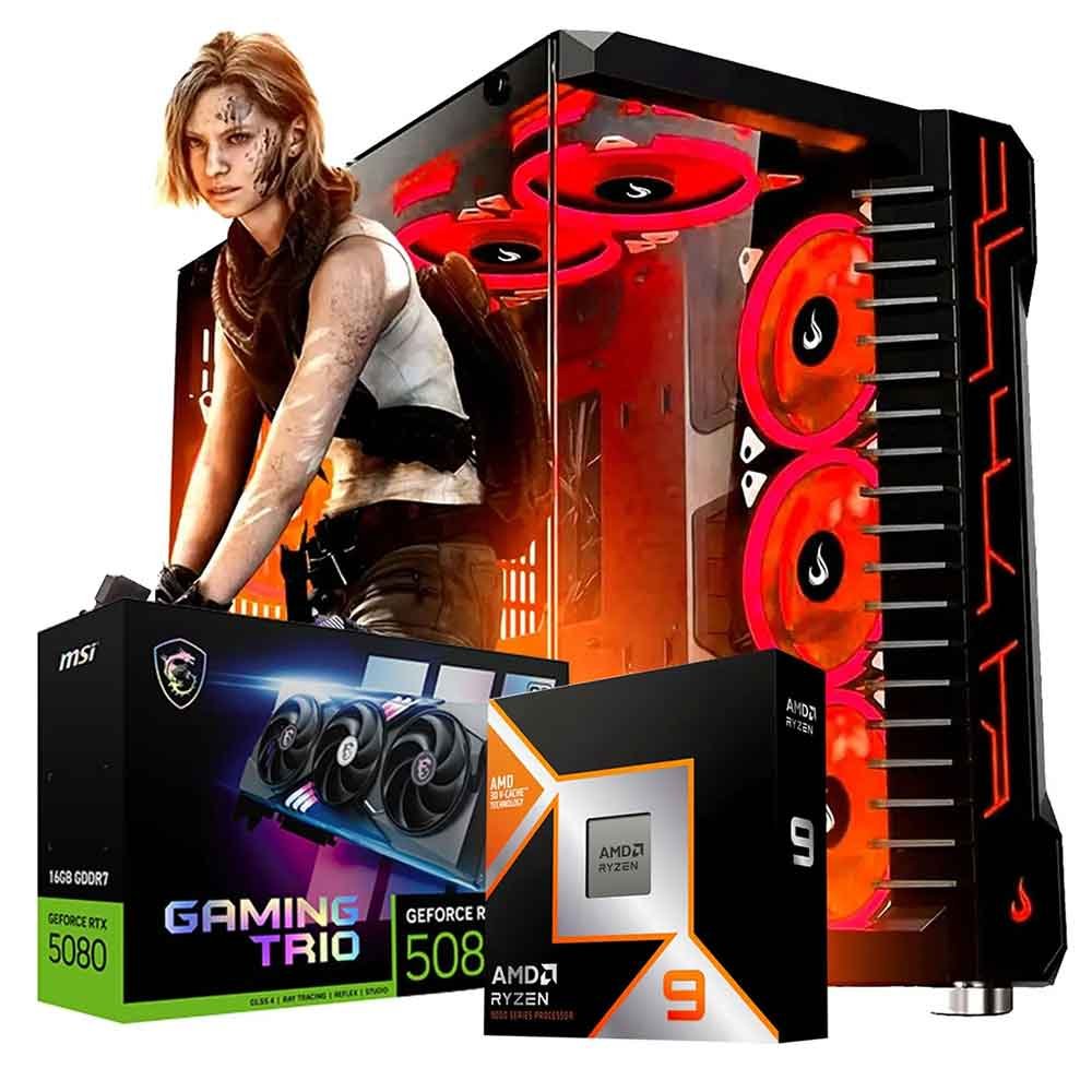 PC Gamer Ryzen 9 9900X3D, RTX 5080 16GB, DDR5, SSD NVMe M.2, W11