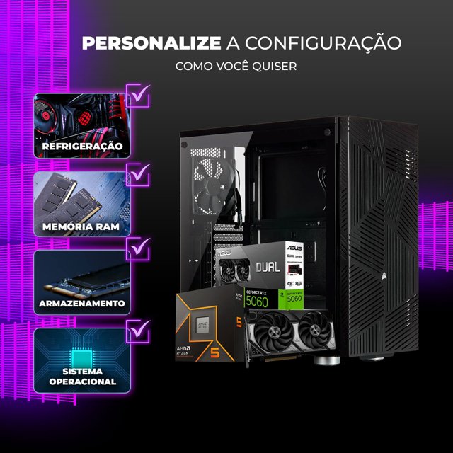 PC para Revit e Sketchup - Ryzen 5 9600X, RTX 5060 8GB, Ram DDR5, SSD ...