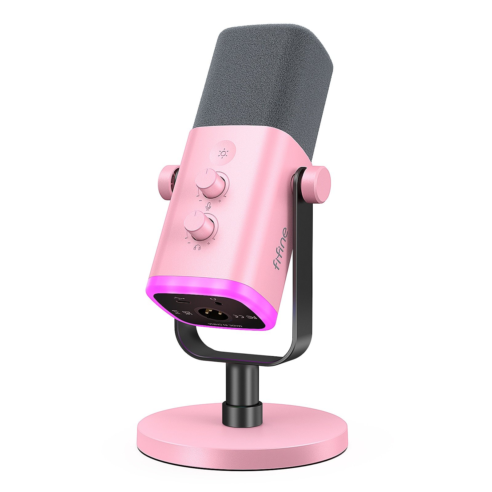 Microfone Rosa FIFINE-USB dinâmico XLR com controle RGB, microfone mudo ...