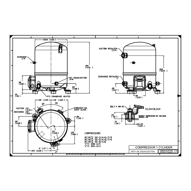 Compressor DANFOSS MTZ40-4V 3,5HP R134/R404 440V Trifásico | Refriar