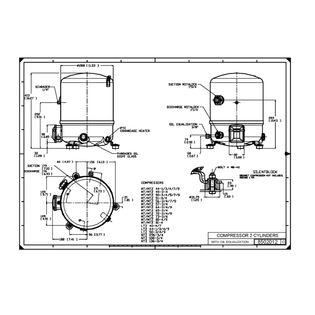 Compressor DANFOSS MTZ56-3V MTZ56-3VI 4.5HP R134 220V Trifá | Refriar