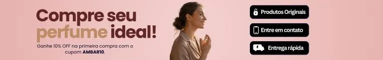 Banner da Ambar Perfumes com 10% OFF para quem quer comprar perfumes árabes unissex originais.
