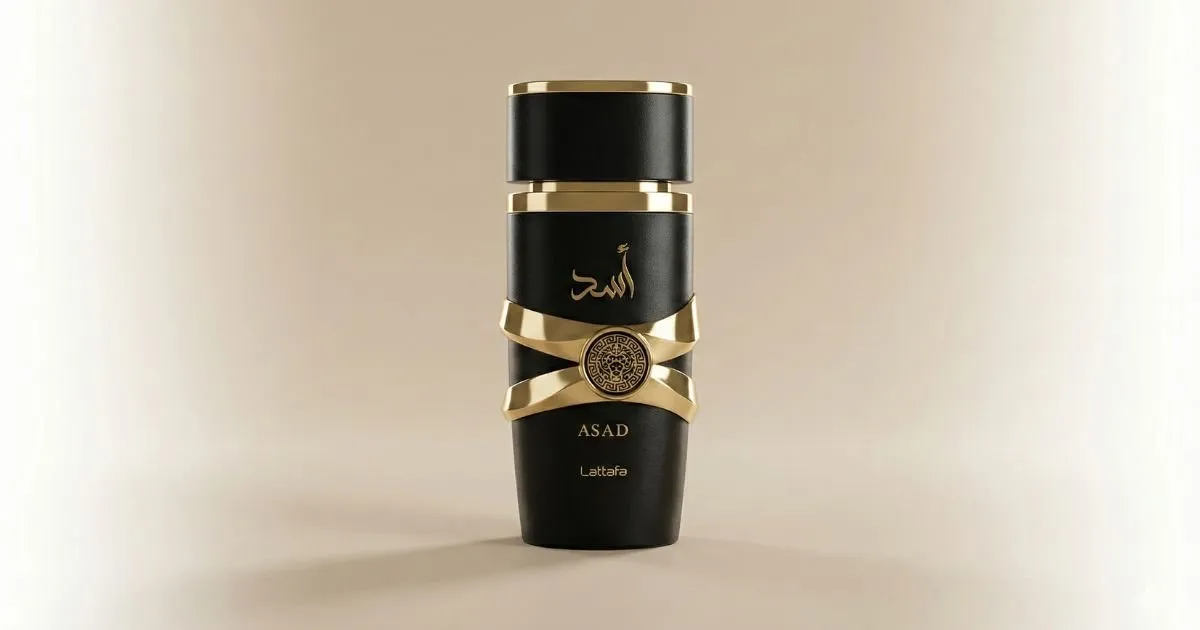 Perfume Lattafa Asad em destaque, consolidado entre os perfumes árabes masculinos mais vendidos em 2025.