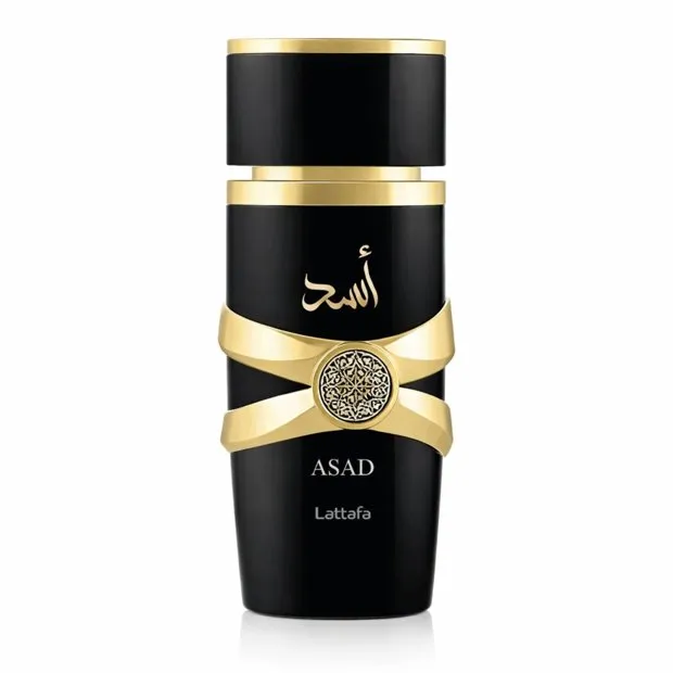 Frasco do Lattafa Asad 100ml, perfume árabe masculino oriental amadeirado