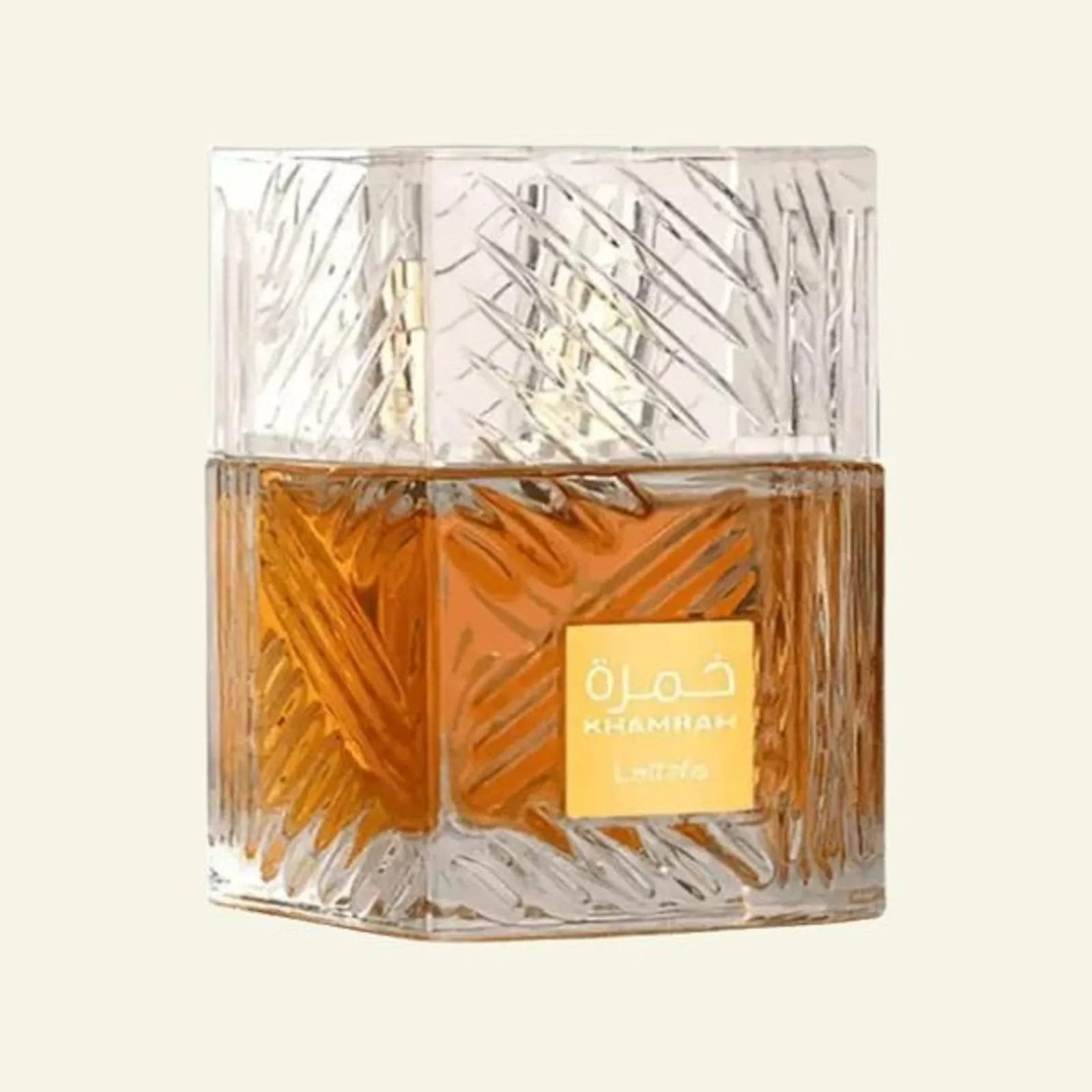 Frasco do perfume Lattafa Khamrah Qahwa EDP 100ml unissex, gourmand de café