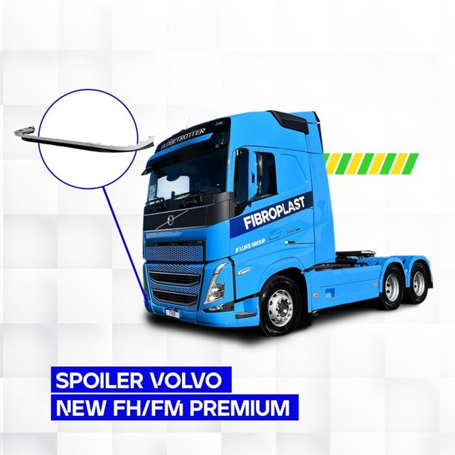 Spoiler Com Borracha Volvo FH a partir de 2015 - Fibroplast