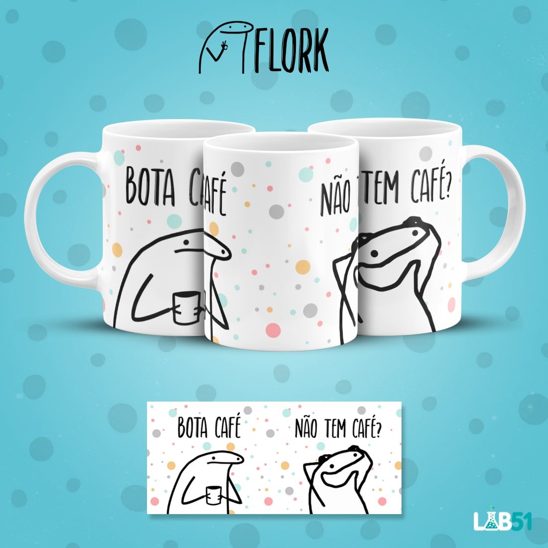 Caneca Flork Meme Com Café, Sem Café