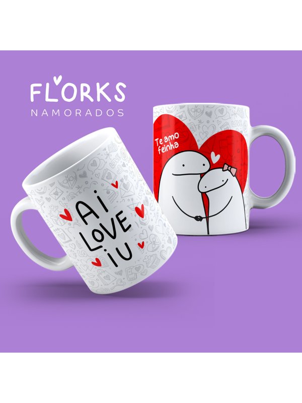 Caneca Namorados Eu te Amo Amor Love Flork Casal Meme Cerâmica 325ml, Magalu Empresas