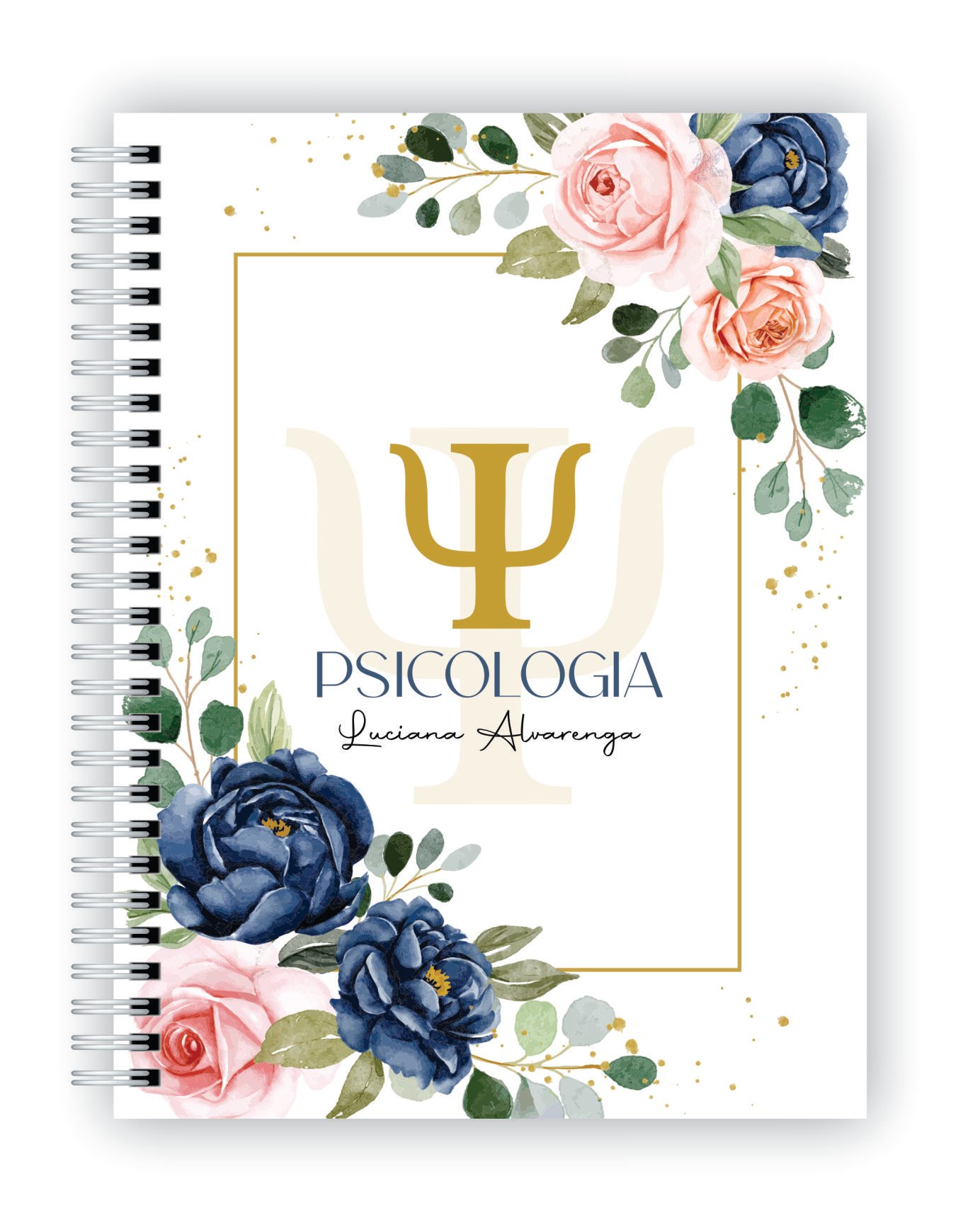 Caderno Psicologia - Floral 2 | Iza Personalizados