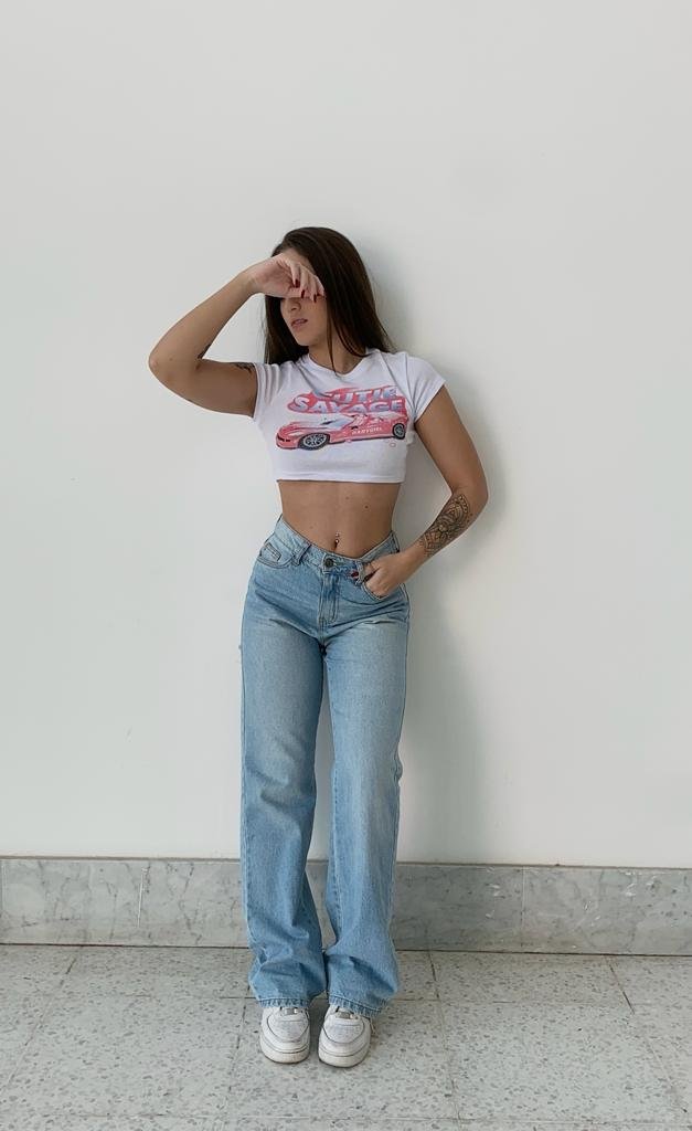 thrasher crop top with chains on side