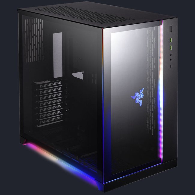 Gabinete Gamer Lian Li PC-O11D Dynamic Razer Edition ARGB S/ Fan - Preto + Suporte Vertical Placa de Vídeo DeepCool