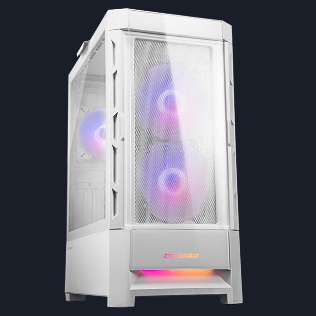 Gabinete Gamer Cougar Duoface RGB Branco, Mid Tower, Vidro Temperado, E-ATX, Branco, Com 3 Fans