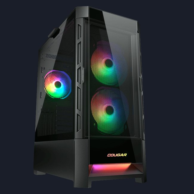 Gabinete Gamer Cougar Duoface RGB, Mid Tower, Vidro Temperado, E-ATX, Black, Com 3 Fans