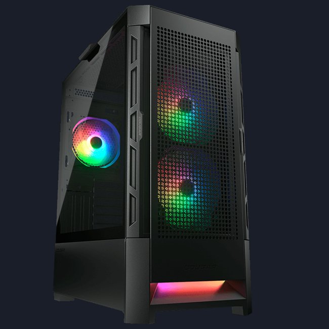 Gabinete Gamer Cougar Duoface RGB, Mid Tower, Vidro Temperado, E-ATX, Black, Com 3 Fans