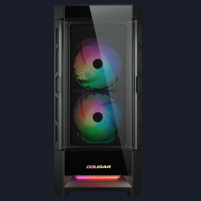 Gabinete Gamer Cougar Duoface RGB, Mid Tower, Vidro Temperado, E-ATX, Black, Com 3 Fans