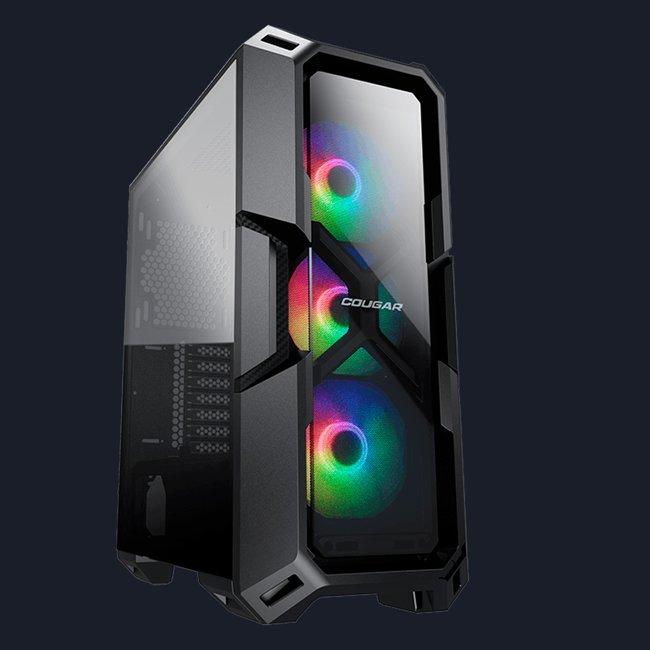 Gabinete Gamer Cougar MX440-G RGB, MID-TOWER, Lateral e Frente de Vidro, C/ 3 FANS RGB, Preto