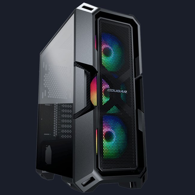 Gabinete Gamer Cougar MX440 MESH RGB, MID-TOWER, Lateral de Vidro, C/ 3 FANS RGB, Preto