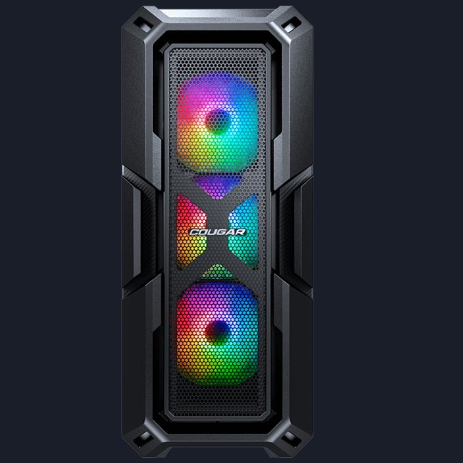 Gabinete Gamer Cougar MX440 MESH RGB, MID-TOWER, Lateral de Vidro, C/ 3 FANS RGB, Preto