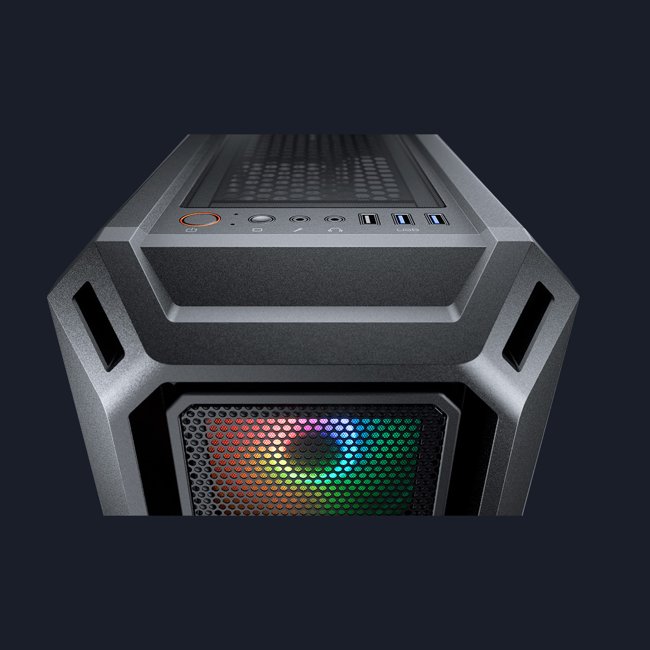 Gabinete Gamer Cougar MX440 MESH RGB, MID-TOWER, Lateral de Vidro, C/ 3 FANS RGB, Preto