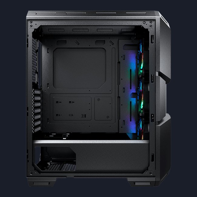 Gabinete Gamer Cougar MX440 MESH RGB, MID-TOWER, Lateral de Vidro, C/ 3 FANS RGB, Preto