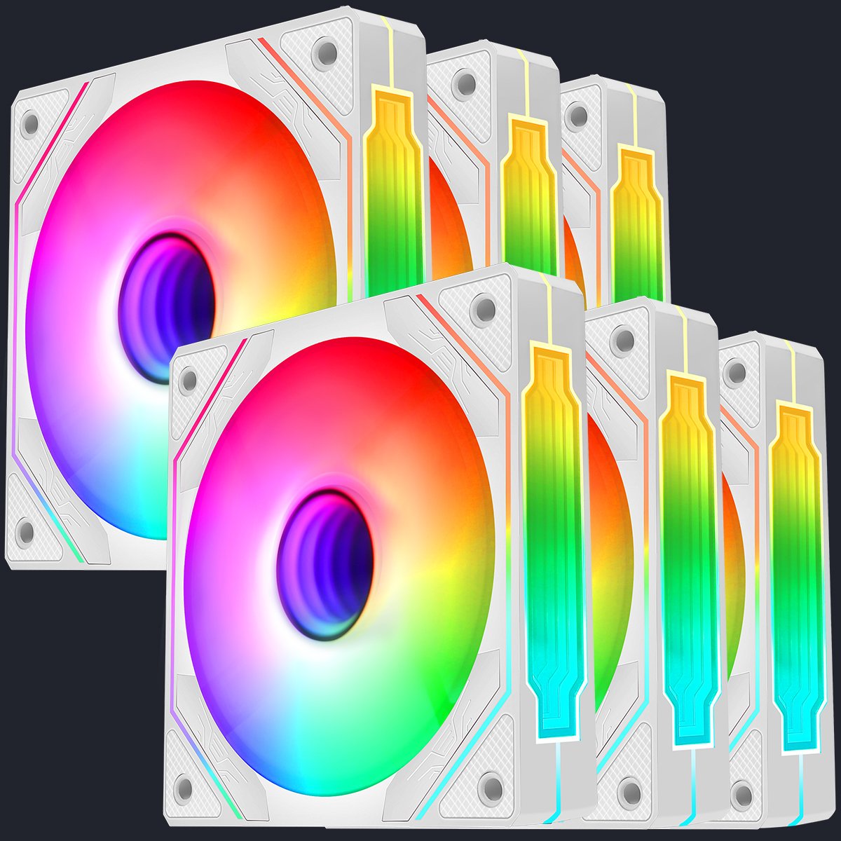 Kit 6 Cooler Fan Infinity Argb com Controlador - Branco | StudioPC