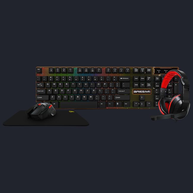 Kit Gamer Aries M1 Lite Multi Color Teclado, Mousepad, Mouse Gamer e Headset KWG