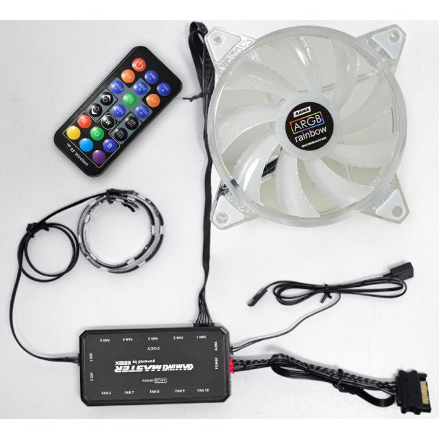 Kit 3 Cooler Fan Argb com Controlador + Fita RGB Kmex AAMA - Branco/Translúcido 