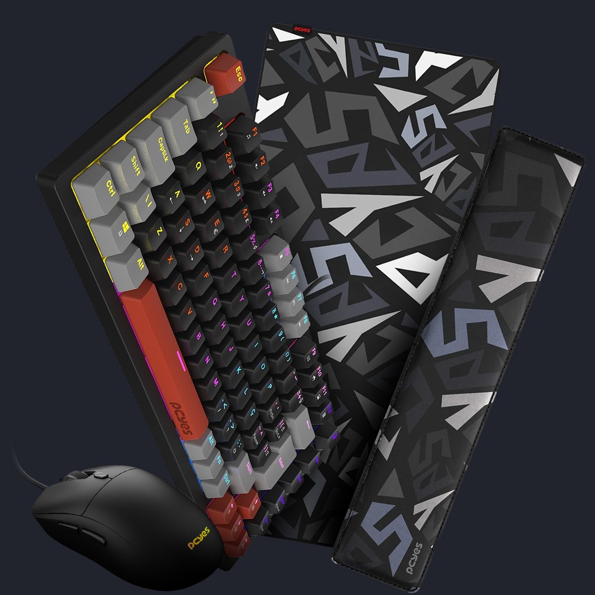 Kit Gamer PCYES Signature Black, Teclado Kirin Switch Blue 75%, Mouse ...