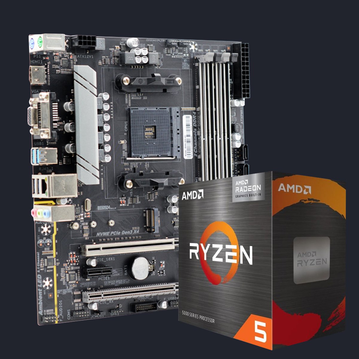 Kit Upgrade Processador AMD Ryzen 5 5600G + Placa mãe B550 AM4