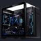 Gabinete Gamer Aquario CG-48KI Cyberpunk, Frente Curvada, Display, S/ Fan - Preto