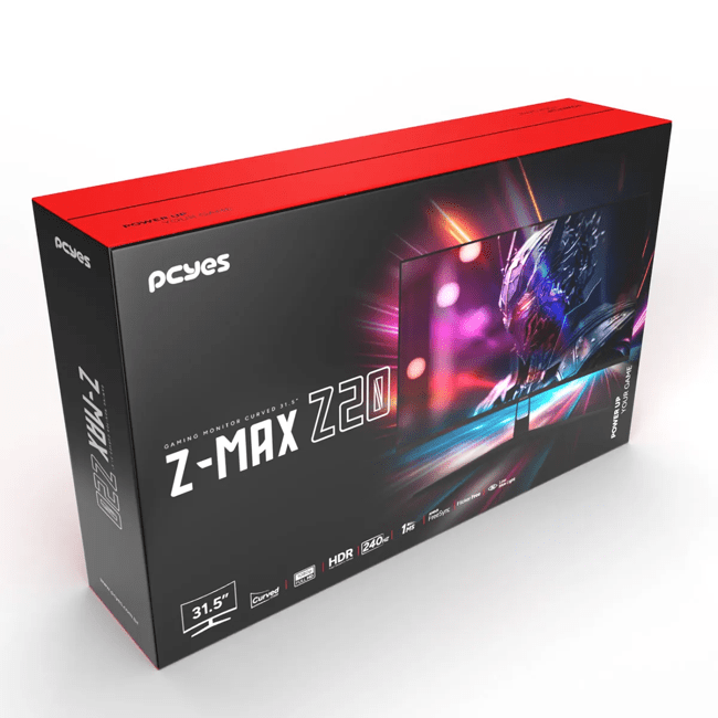 Monitor Gamer PCYES Curvo Z-MAX Z20 31,5" FULL HD 240HZ 1MS 2HDMI 2DP FreeSync - PMGC320FD240C - Preto