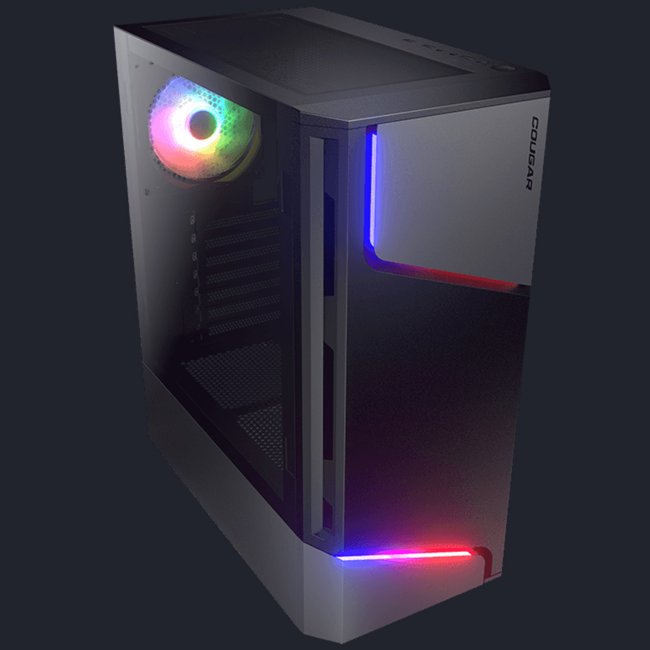 Gabinete Gamer Cougar MX360 RGB, MID-TOWER, LATERAL DE VIDRO, COM 1 FAN, PRETO, 385CC60.0001