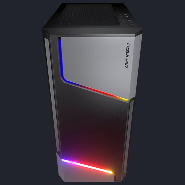 Gabinete Gamer Cougar MX360 RGB, MID-TOWER, LATERAL DE VIDRO, COM 1 FAN, PRETO, 385CC60.0001