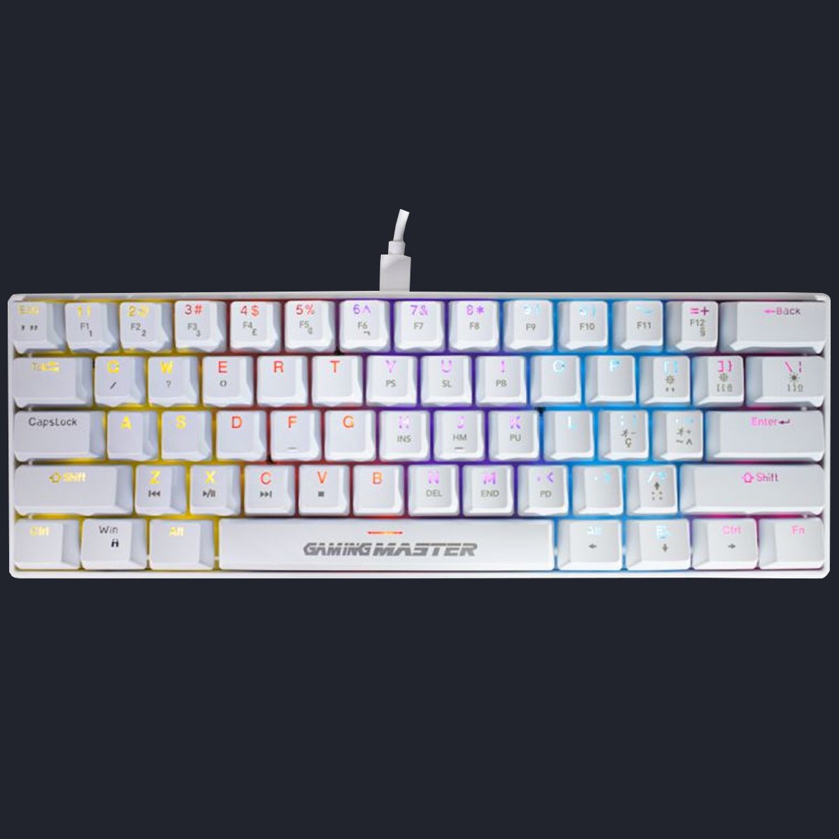 Teclado Mecânico K-MEX Spectral Fury White 60% Switch Blue, LED