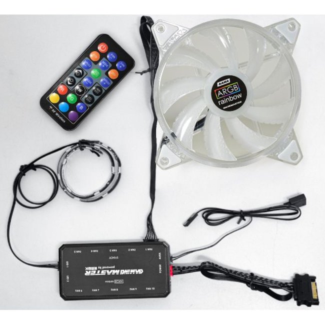 Kit 6 Cooler Fan Argb com Controlador + Fita RGB Kmex AAMA - Branco/Translúcido 