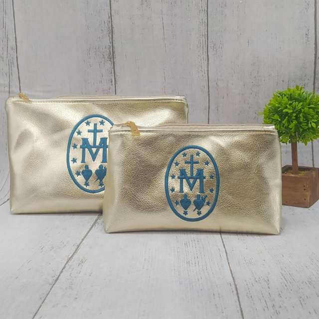 Nécessaire Dourada MM Azul FB Cards