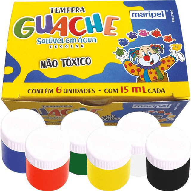 Tinta Guache 15ml - Caixa Com 6 Unidades | Papelaria Martins