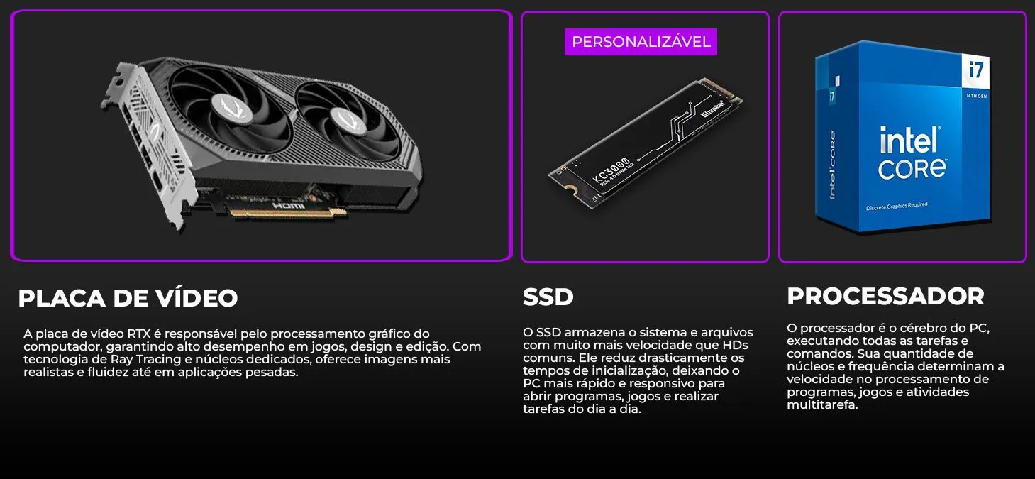PC Gamer Intel i7-14700F, RTX 5060 8GB, DDR5, SSD NVMe M.2, W11