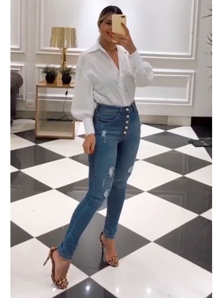 Calca Jeans Bebela Skinny Cintia Botoes Daluky