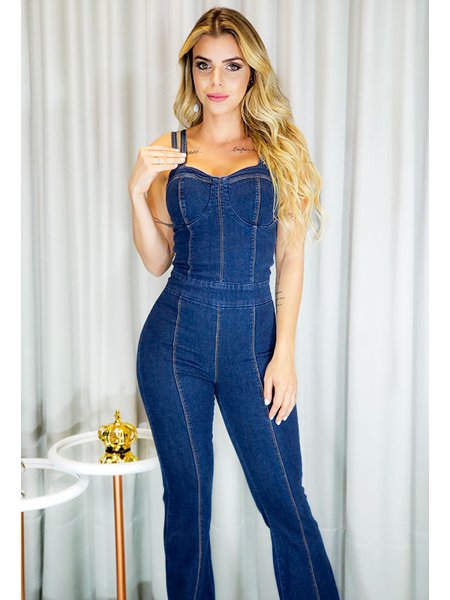 Macacao Bebela Jeans Emilly Daluky