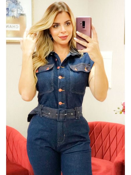 Macacao Bebela Jeans Lana Daluky