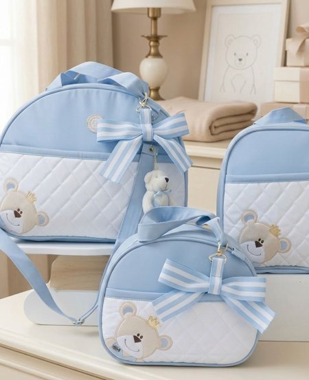 Kit Urso Azul Claro Com Branco 3 peças | ENCOMENDA | Vienna Bag