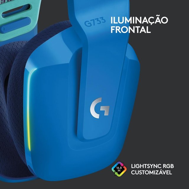 Headset Gamer Sem Fio Logitech G733 RGB Lightsync, 7.1 Dolby Surround com  Blue VOICE, Azul - 981-000942 | Imperiums