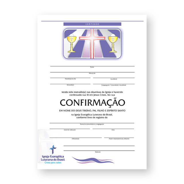Pacote Certidão de Confirmação com Linha | Editora Concórdia