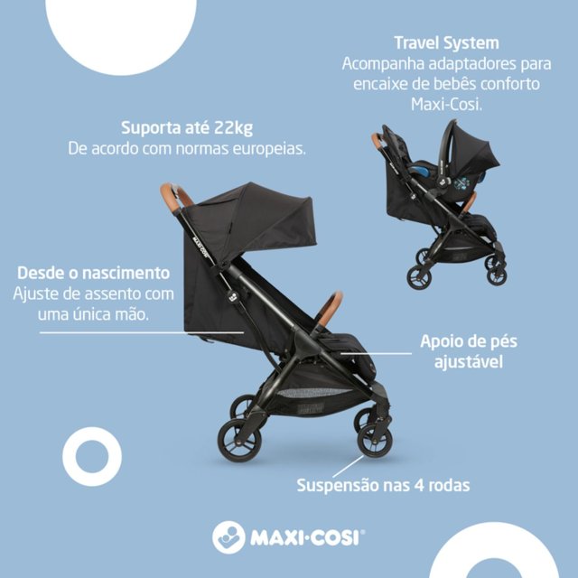 Carrinho De Bebê Maxi Cosi Eva + Bebê Conforto Citi + Base