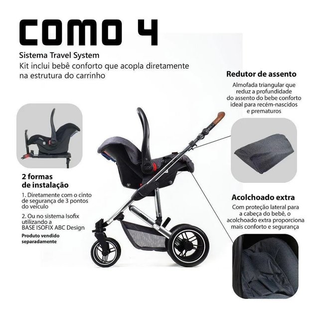 Carrinho De Bebê Abc Design Como 4 Diamond Ed Especial+bolsa