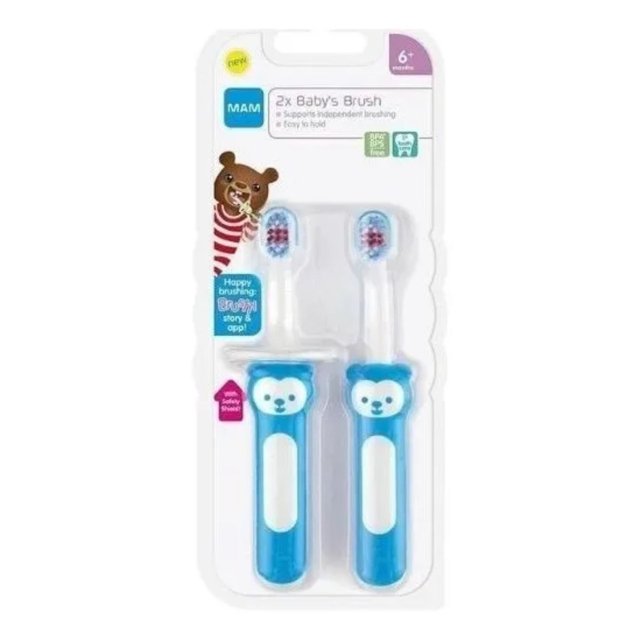 Kit 2 Escovas Dental Infantil Mam Baby's Brush 6 + Meses